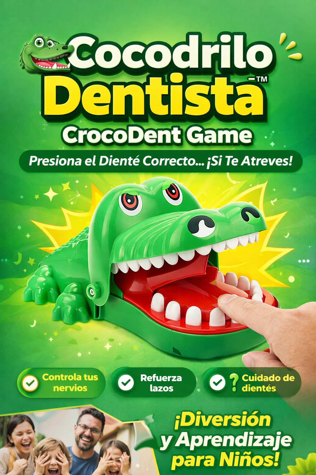 🐊Cocodrilo Dentista™ CrocoDent Game – Presiona el Diente Correcto… ¡Si Te Atreves!